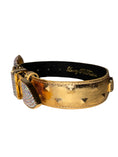 Load image into Gallery viewer, Glam Gold Embossed Studded Italian Leather With Our Custom Swarovski Crystal Buckle