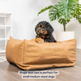 Load image into Gallery viewer, PupProtector™ Faux Leather Memory Foam Dog Car Bed - Camel