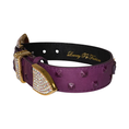 Load image into Gallery viewer, Glamorous Boysenberry, Embossed Studded Italian Leather, Swarovski Crystal Collar