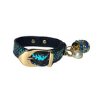 XS 7-14 Multi-Tone Turquoise, Blqck & Purple Custom Snake Collar/Custom Gold Italian Hardware. Swarovski Crystal Charm & Pearl