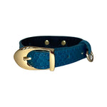 Dark Turquoise XS Snake 7”-14” Collar/Custom Gold Hardware