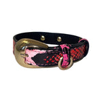 XS/S 7-14 Fuchsia/Light Pink/Red & Black Snake Collar/Custom Gold Italian Hardware