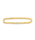 Load image into Gallery viewer, OLIVE & CHAIN Diamond Baguette Lock Cuban Bracelet - Yellow Gold, 7 inch