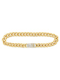 Load image into Gallery viewer, OLIVE & CHAIN Diamond Baguette Cuban Chain Bracelet - Yellow Gold, 7 inch