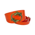 Load image into Gallery viewer, Orange Snake 3” Wide Style Collar & Leash Set With Green Rhinestone Alligators!