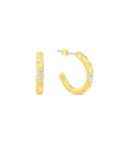 Load image into Gallery viewer, OLIVE & CHAIN Diamond Celestial J Hoop Earrings - Yellow Gold, 17mm