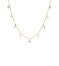 Load image into Gallery viewer, OLIVE & CHAIN Diamond Star-Moon Charm Long Necklace - Two-Tone Gold