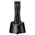 Load image into Gallery viewer, Andis Pulse ZR II Vet Edition cordless clipper in black, displayed in charging dock, featuring a #40 blade and adjustable spe