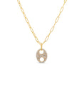 Load image into Gallery viewer, OLIVE & CHAIN Diamond Puffed Mariner Necklace - Yellow Gold, Small, 18" Cable Chain