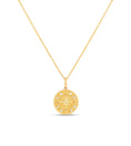 Load image into Gallery viewer, OLIVE & CHAIN Diamond Compass Medallion Disc Necklace - Yellow Gold, 15mm charm (small)