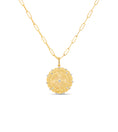 Load image into Gallery viewer, OLIVE & CHAIN Diamond Compass Medallion Disc Necklace - Yellow Gold, 20mm charm (large)