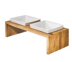 Artisan Double Wood Feeder Bamboo