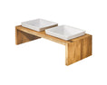 Load image into Gallery viewer, Bowsers Double Artisan Wood Dog Bowl Feeder in bamboo