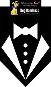 Parisian Pet 'Tuxedo Bandana' - Comfortable, Trendy Formal Black Bandana for Dogs & Cats, Perfect for Special Events