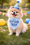 Load image into Gallery viewer, Parisian Pet 'Birthday Boy' Dog Bandana – Happy Birthday Pet Outfit, Fun Party Scarf for Dogs & Cats, Stylish & Comfy Celebration Clothing, Blue