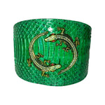 Emerald Green Snake Collar With Green Rhinestone Alligators