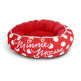 Load image into Gallery viewer, Donut Pet Bed - MINNIE MOUSE Script and Polka Dot Red/White