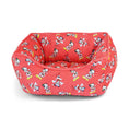 Load image into Gallery viewer, Cuddler Pet Bed - Holiday Santa Mickey and Minnie Poses Scattered Red