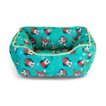 Load image into Gallery viewer, Cuddler Pet Bed - Holiday Mickey and Minnie Expressions Scattered Green
