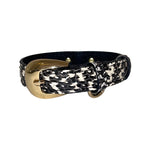 XS Black & White Snake 7-14 Collar/Custom Gold Oval Italian