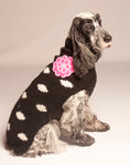 Load image into Gallery viewer, Black Polka Dot Pink Flower Dog Sweater