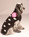 Load image into Gallery viewer, Black Polka Dot Pink Flower Dog Sweater