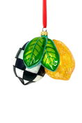 Load image into Gallery viewer, Black Checkered Lemons Polish Glass Ornament - Southlake Paws