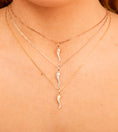 Load image into Gallery viewer, OLIVE & CHAIN Diamond Line Italian Horn Cornicello Necklace - Rose Gold, 18" paperclip