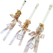 Beige Silk Flowers Wedding Dog Collar - Handmade