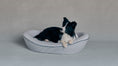 Load image into Gallery viewer, Timeless Dog Bed in Blue Blood Ticking
