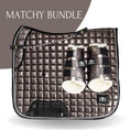 Load image into Gallery viewer, Southlake Paws Spaceship Grey Saddle Pad Set featuring a quilted saddle pad and matching boots with fleece lining.