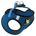 Load image into Gallery viewer, Blue dog harness with black trim and EcoBark logo on a white background