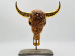 Buffalo with Gold Horns Skull Statue