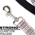 Load image into Gallery viewer, EcoBark Tan Plaid Dog Leash with padded grip and strong clasp, designed for small and medium dogs. Available in 4ft, 5ft, and