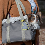 Small dog bag in grey nylon with yellow details