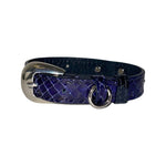 XS/S 7-14 Navy Blue Custom Snake Collar/Custom Silver Oval Italian Hardware