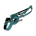 Load image into Gallery viewer, The Tiffany Collection. Gorgeous Turquoise Blue Embossed Croc Italian Leather Collar, Leash & Harness Set, With Our Custom Swarovski Crystal Hardware
