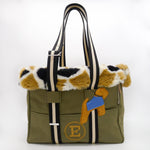 Green Bag And Fur Dog Carrier