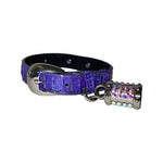 XS/S 7-14 Iridescent Purple/Silver Custom Snake Collar/Custom Silver Oval Italian Hardware & Swarovski Crystal Charm