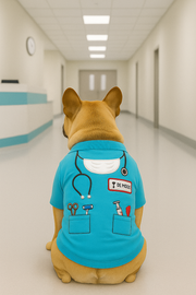 Parisian Pet 'Dr. Woof' Halloween Costume for Dogs & Cats – Fun Pet Costume, Dog Doctor Outfit for Halloween, Light Blue