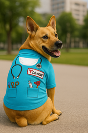 Parisian Pet 'Dr. Woof' Halloween Costume for Dogs & Cats – Fun Pet Costume, Dog Doctor Outfit for Halloween, Light Blue