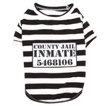 Parisian Pet 'Furry Inmate' Black and White Stripes Halloween Costume - Funny Prison Design for Cats & Dogs