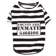 Parisian Pet 'Furry Inmate' Black and White Stripes Halloween Costume - Funny Prison Design for Cats & Dogs