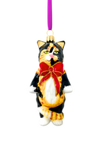 Cleo Calico Cat Glass Ornament