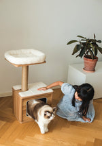Cedar Wooden Cat Tree Condo with Natural Jute Rope Scratching Post