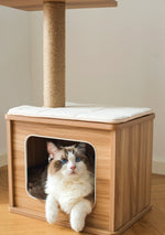 Cedar Wooden Cat Tree Condo with Natural Jute Rope Scratching Post