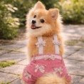 Load image into Gallery viewer, Pink Overalls with Floral Pink Bows