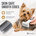 Load image into Gallery viewer, De-Shedding Dog Brush for Short Hair by Southlake Paws, featuring rounded steel tips for gentle grooming on a dog.