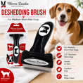 Load image into Gallery viewer, De-Shedding Dog Brush for Short Hair by Southlake Paws, featuring a stainless steel edge and ergonomic grip, with a dog in th