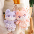 Load image into Gallery viewer, Cherry Blossom Fox Plushie Keychains